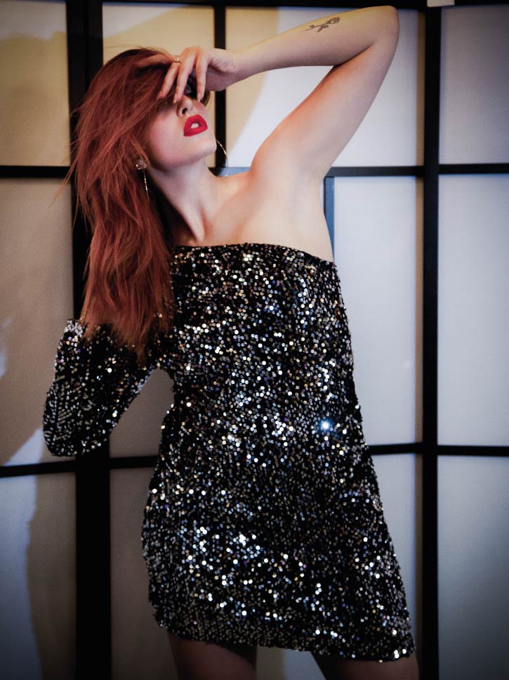 #glitterparty | One-Shoulder Pailletten Dress