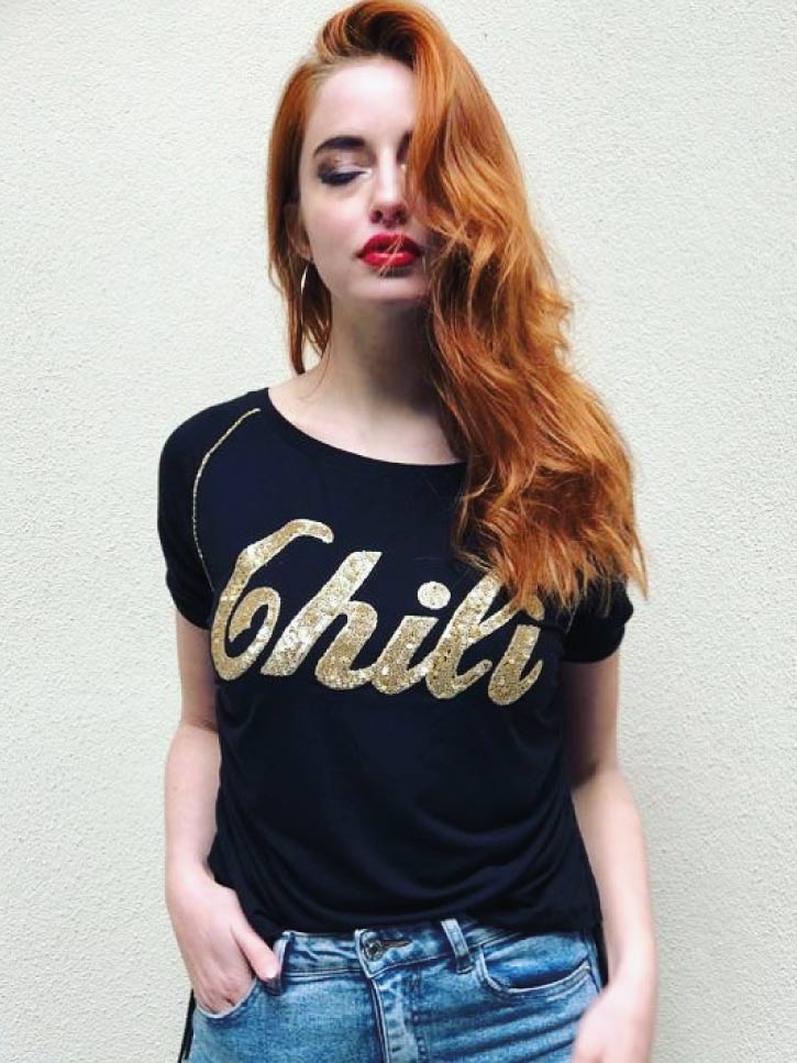 #BEGOLDEN - Damen T-Shirt mit goldener Chili Schrift