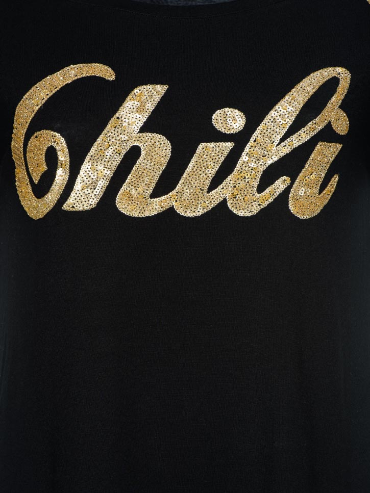 #BEGOLDEN - Damen T-Shirt mit goldener Chili Schrift