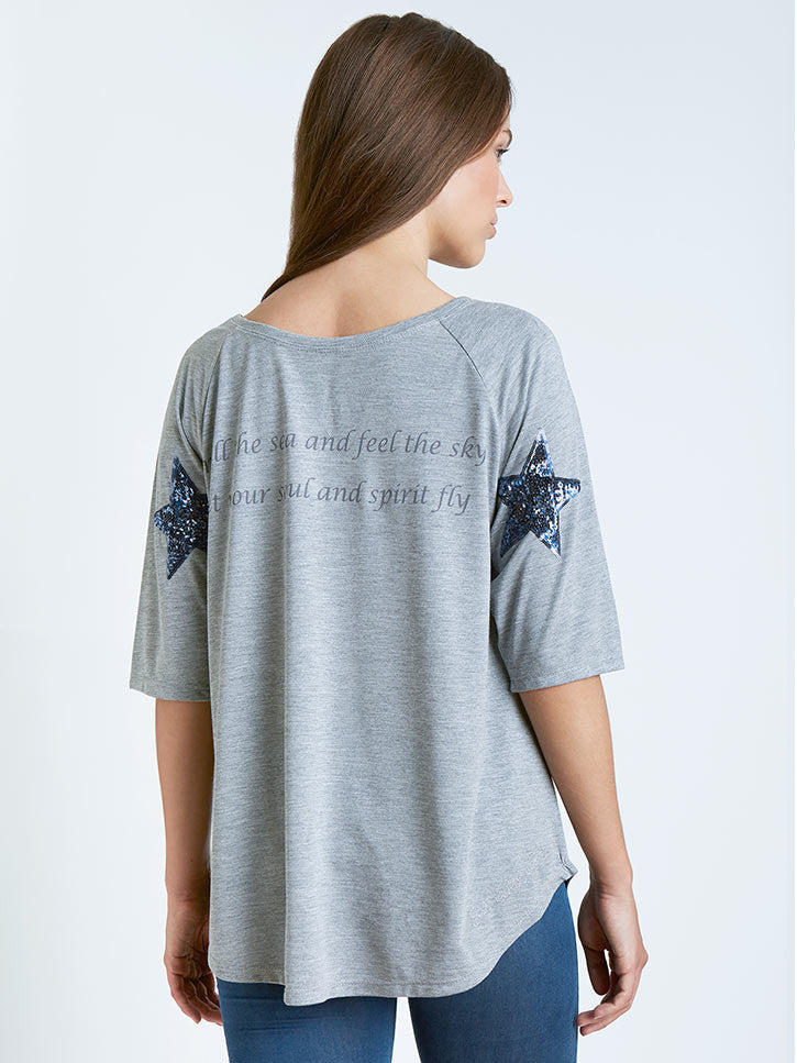 #seatreasure - Damenshirt mit Anker-Motiv, grau