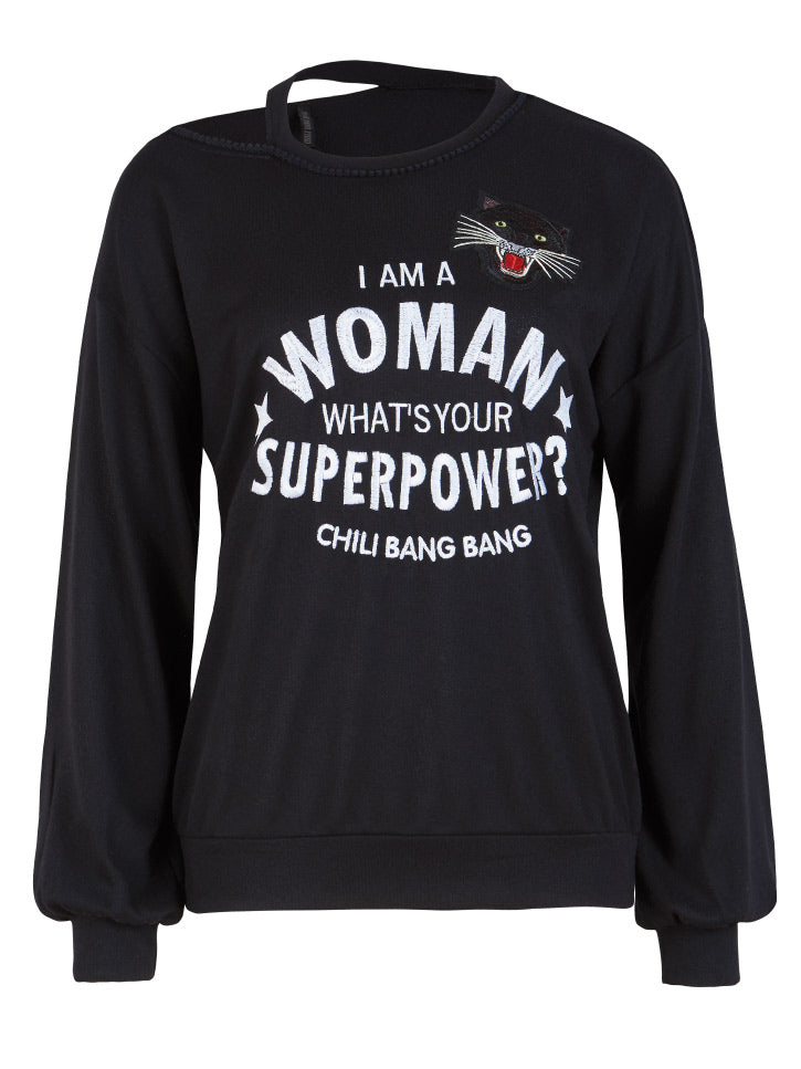 #SUPERPOWER - Sweatshirt mit Stickerei und Patch