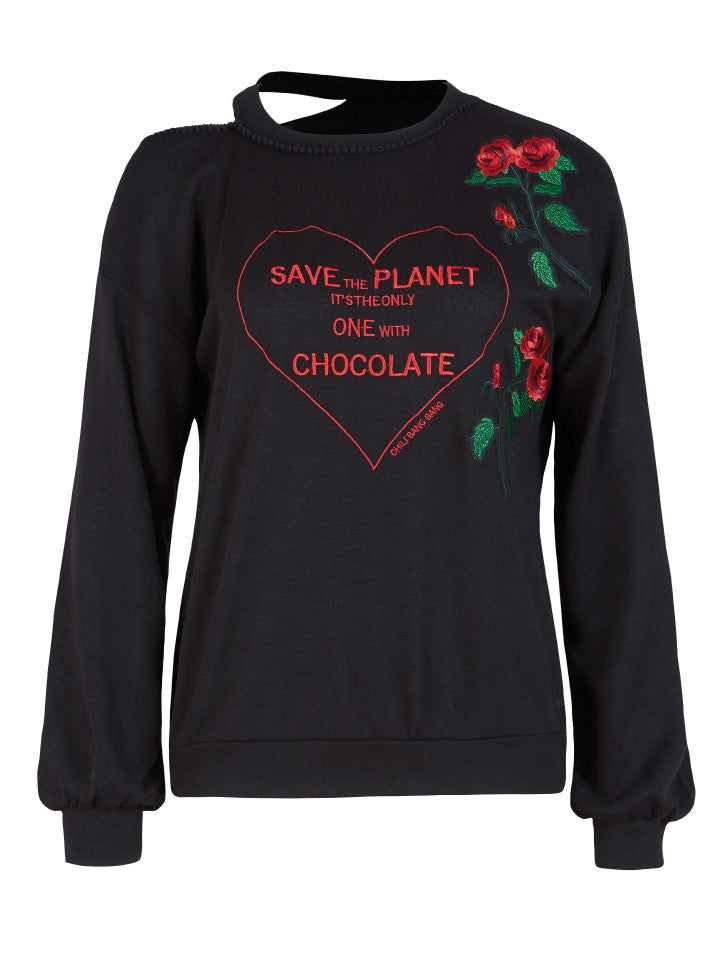#PLANETLOVE - Sweatshirt mit Stickerei und Patch